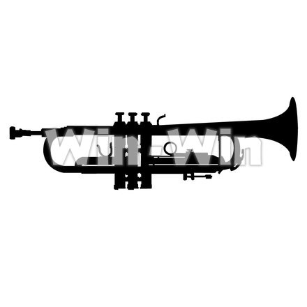 トランペットのシルエット素材 W-000306