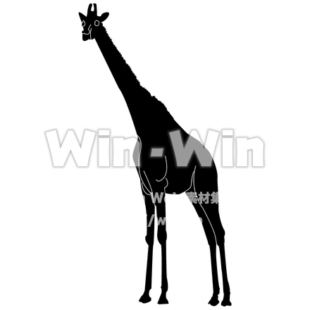 きりんのシルエット素材 W-000385