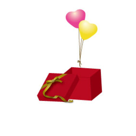 プレゼント箱から風船 D-000188 のポストカード・DM