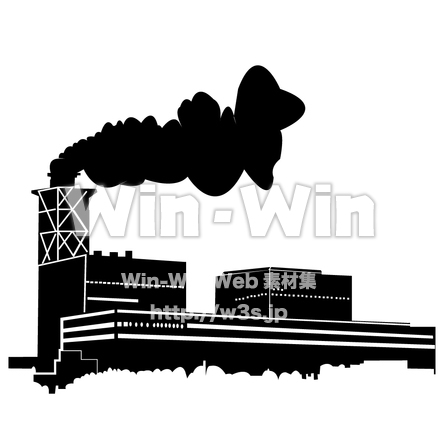 火力発電所のシルエット素材 W-000387