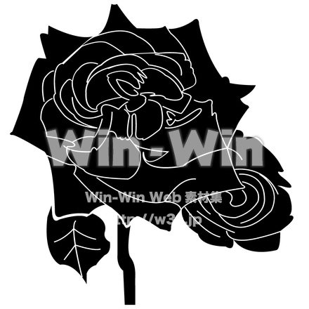 バラの花のシルエット素材 W-000389
