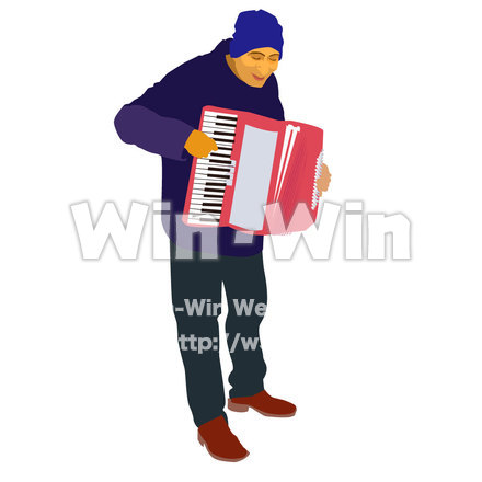 アコーディオンを弾く人のCG・イラスト素材 W-001543