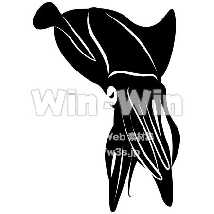 イカのシルエット素材 W-000288