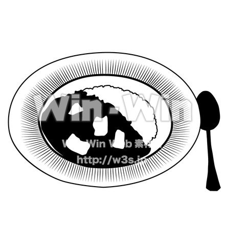 カレーライスのシルエット素材 W-000769