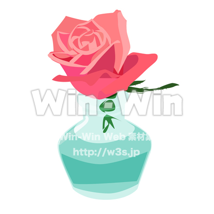 バラの一輪挿しのCG・イラスト素材 W-000483