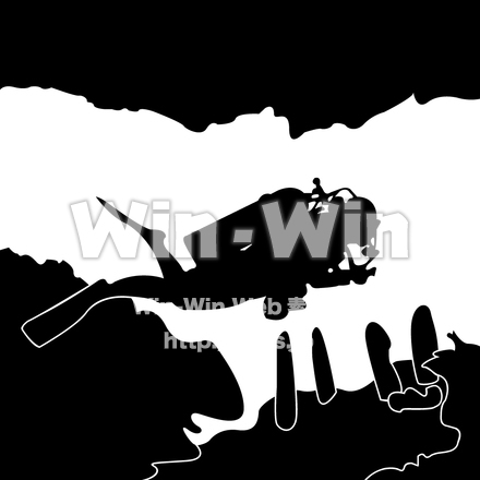 スキューバダイビングのシルエット素材 W-001746