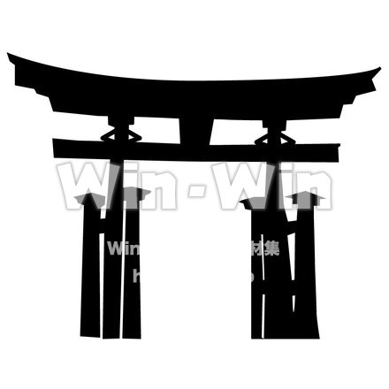 鳥居のシルエット素材 W-000320