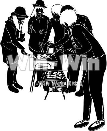 BBQのシルエット素材 W-001239