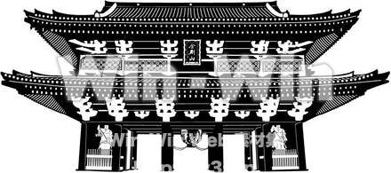 川崎大師のシルエット素材 W-001237