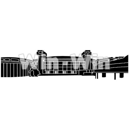 川崎市市民ミュージアムのシルエット素材 W-000378