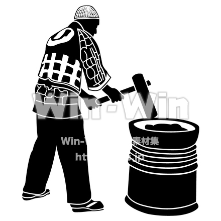 もちつきのシルエット素材 W-001096