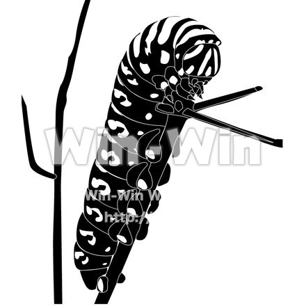 いもむしのシルエット素材 W-000763