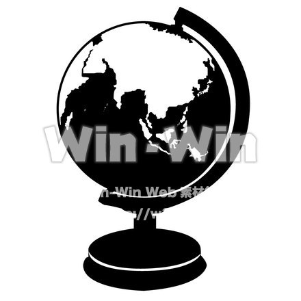 地球儀のシルエット素材 W-000345