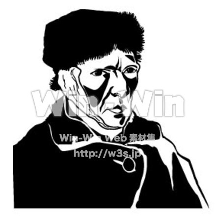 ゴッホの肖像画のシルエット素材 W-000425