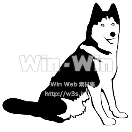 ハスキー犬のシルエット素材 W-000786
