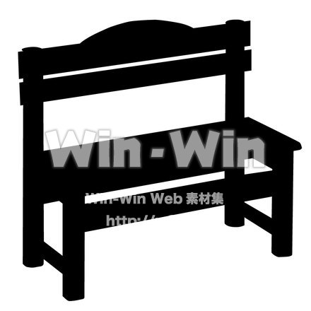 ベンチのシルエット素材 W-000782