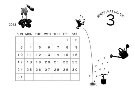3月のカレンダー D-000743 のカレンダー