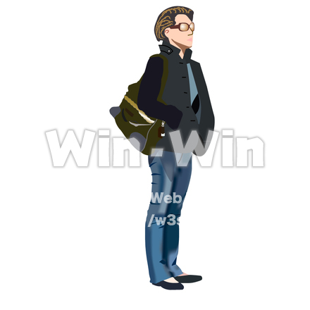 信号待ちをする人のCG・イラスト素材 W-001641