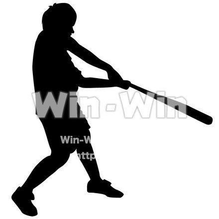 バットを振る少年のシルエット素材 W-003390