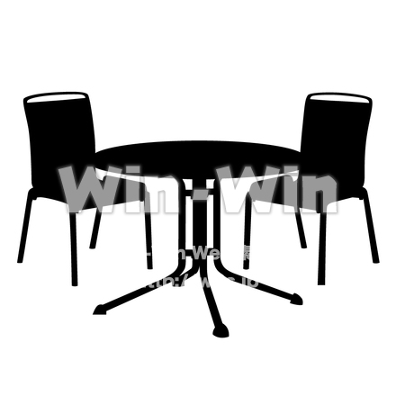 イスとテーブル3のシルエット素材 W-002907