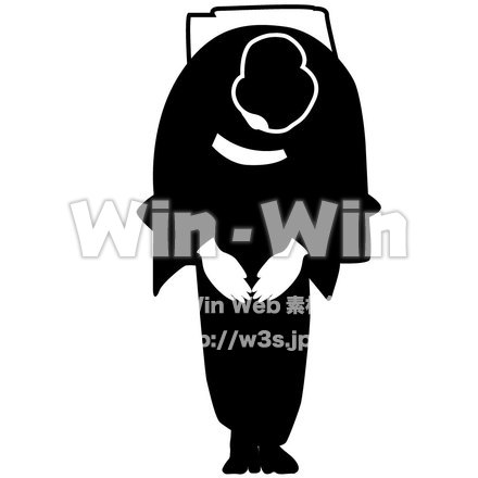 おじぎする人　着物姿正面のシルエット素材 W-003385
