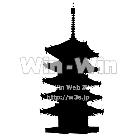 五重塔のシルエット素材 W-002929
