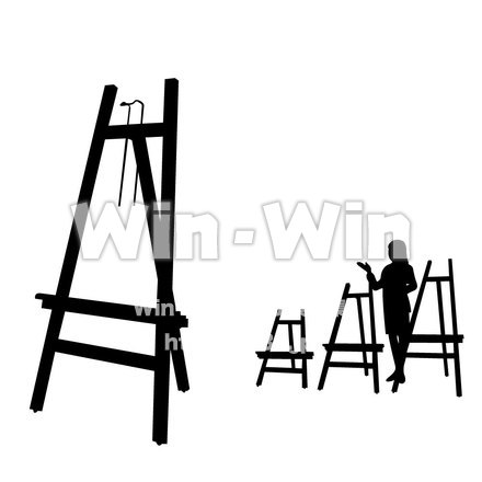 イーゼルと人物のシルエット素材 W-003120