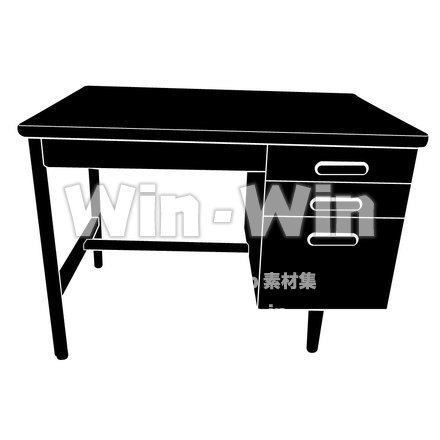 デスクのシルエット素材 W-002843