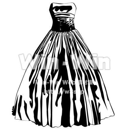 ウエディングドレス正面のシルエット素材 W-003397