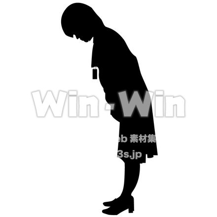 おじぎをする人のシルエット素材 W-002577