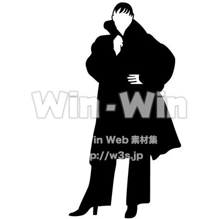 毛皮コートのシルエット素材 W-002549