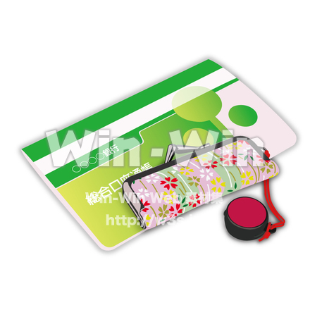 通帳と印鑑のCG・イラスト素材 W-003648