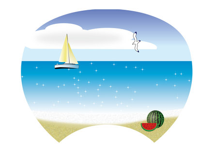 うちわ_夏の砂浜 D-003484 のうちわ