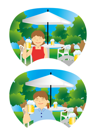 うちわ　ビヤガーデン D-002657 のうちわ