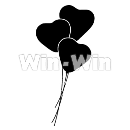 風船ーハートのシルエット素材 W-002955
