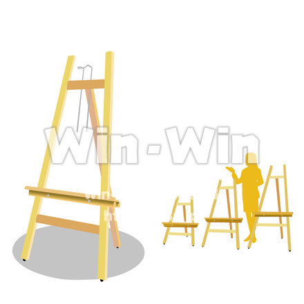 イーゼルと人物のCG・イラスト素材 W-003158