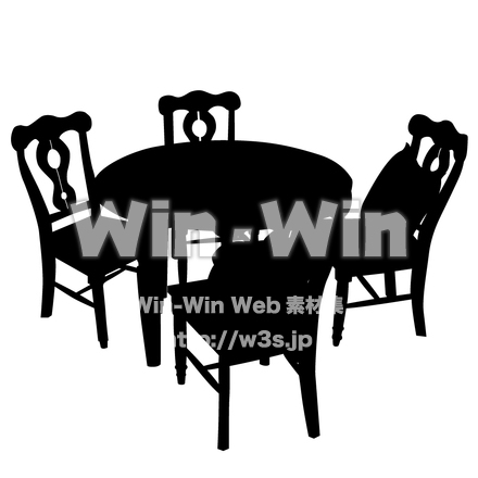 イスとテーブル1のシルエット素材 W-002900
