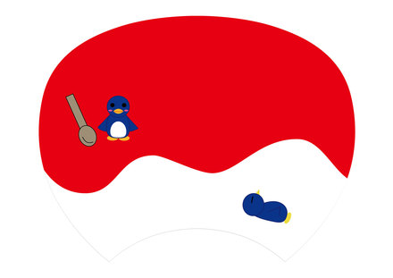 うちわ　カキ氷とペンギン D-002615 のうちわ