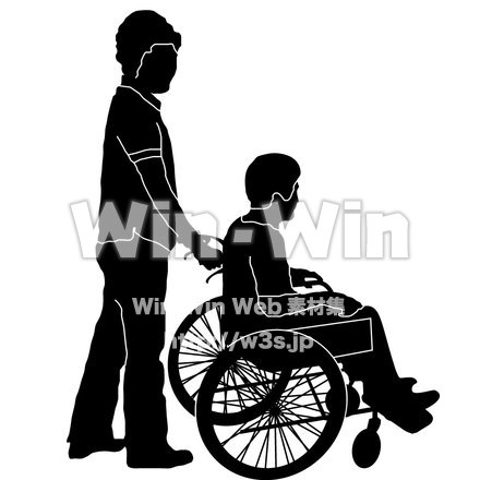 介護の様子のシルエット素材 W-002054