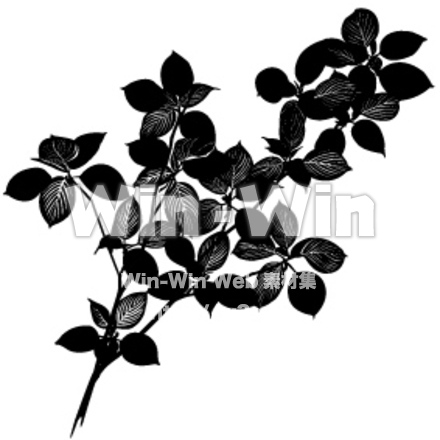 枝葉のシルエット素材 W-003113