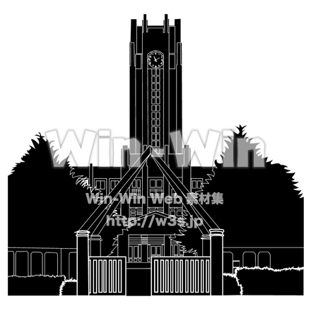 学校のシルエット素材 W-002062