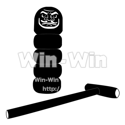 だるま落としのシルエット素材 W-002056