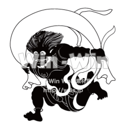 風神のシルエット素材 W-002953