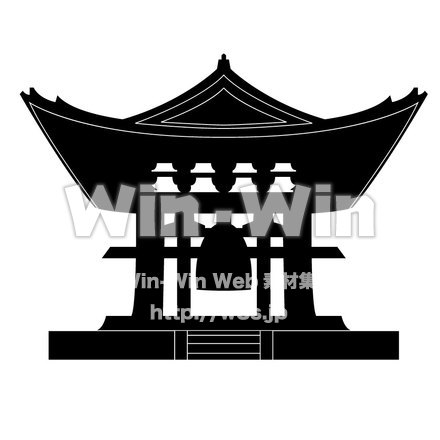 除夜の鐘のシルエット素材 W-002053
