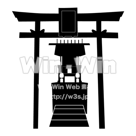 神社のシルエット素材 W-002388