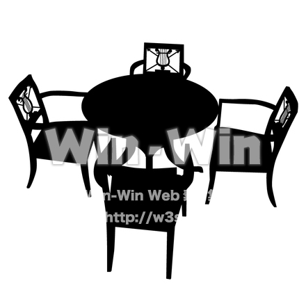 イスとテーブル2のシルエット素材 W-002904