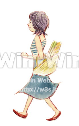 マイバッグで買い物のCG・イラスト素材 W-004553