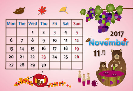 11月のカレンダー D-004895 のカレンダー