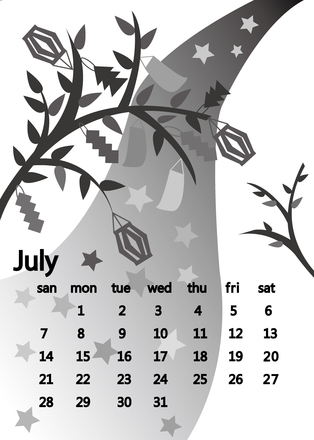 2019/7のカレンダー D-005086 のカレンダー