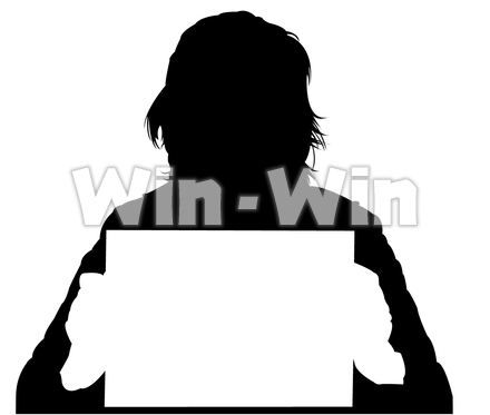 お題を出す女性のシルエット素材 W-005991